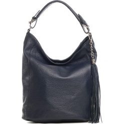 Shopper bag damskie: Skórzana torebka w kolorze granatowym – 36 x 20 x 38 cm