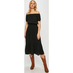 Answear - Sukienka. Czarne sukienki damskie ANSWEAR, na co dzień, s, bez wzorów, z wiskozy, casualowe, bez kołnierzyka, bez rękawów, rozkloszowane. Za 119,90 zł.