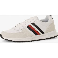 Tommy Hilfiger - Męskie tenisówki ze skóry, biały. Białe trampki męskie TOMMY HILFIGER, bez wzorów, ze skóry, bez zapięcia. Za 549,95 zł.