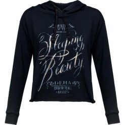 Bluza DEHA DANCE Czarny. Czarne bluzy damskie marki Deha, z nadrukiem, z dzianiny, bez rękawów, z kapturem. W wyprzedaży za 180,00 zł.