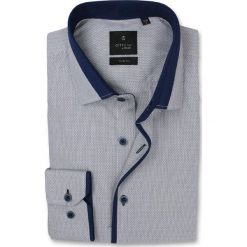 Taliowana Koszula Męska, REY JAY, Długi Rękaw, Oryginalny Wzorek, Casual, Granatowe Wykończenia KSDWRJ317102SL. Niebieskie koszule męskie Rey Jay, m, bez wzorów, z tkaniny, casualowe, bez kołnierzyka, z długim rękawem. Za 99,00 zł.
