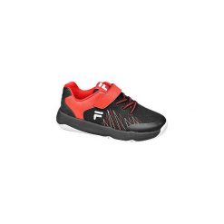Czarno-czerwone sneakersy chłopięce Fila. Czerwone trampki chłopięce bez wzorów, z materiału, sportowe, bez zapięcia. Za 119,90 zł.