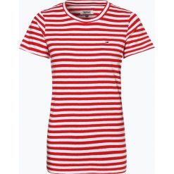 Tommy Jeans - T-shirt damski z dodatkiem lnu, biały. Białe t-shirty damskie Tommy Jeans, s, w paski, z jeansu, klasyczne, z klasycznym kołnierzykiem. Za 139,95 zł.