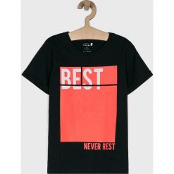 Name it - T-shirt dziecięcy 122-164 cm. Niebieskie t-shirty chłopięce marki Name it, z nadrukiem, z bawełny, bez rękawów. Za 29,90 zł.