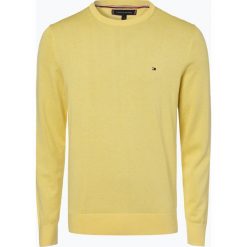 Tommy Hilfiger - Sweter męski z dodatkiem jedwabiu, żółty. Żółte swetry męskie marki TOMMY HILFIGER, m, bez wzorów, z dzianiny, bez kołnierzyka, bez kaptura. Za 449,95 zł.