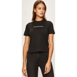 Calvin Klein Jeans - T-shirt. Białe bluzki damskie Calvin Klein Jeans, s, z nadrukiem, z bawełny, z okrągłym kołnierzem. Za 129,90 zł.