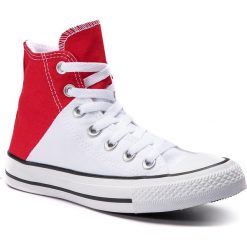 Trampki CONVERSE - Ctas Hi 563460C Enamel Red/White/Enamel Red. Czerwone półbuty damskie Converse, bez wzorów, z gumy, bez zapięcia. W wyprzedaży za 219,00 zł.