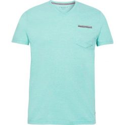 Koszulka w kolorze cyjanowym. Niebieskie koszulki męskie Esprit Man, s, bez wzorów, z bawełny, bez kołnierzyka, bez rękawów. W wyprzedaży za 42,95 zł.