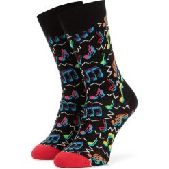 Skarpety Wysokie Unisex HAPPY SOCKS - CTJ01-9300 Czarny Kolorowy. Czarne skarpetki damskie Happy Socks, bez wzorów, z elastanu. Za 39,90 zł.