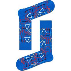 Happy Socks - Skarpety Geometric. Niebieskie skarpetki męskie marki Happy Socks, z bawełny. W wyprzedaży za 29,90 zł.