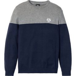 Sweter z okrągłym dekoltem bonprix szary melanż - ciemnoniebieski. Szare swetry męskie bonprix, s, melanż, sportowe, z okrągłym kołnierzem. Za 89,99 zł.
