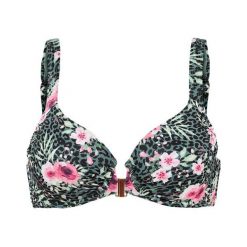 Cellbes Zapinany z przodu biustonosz od bikini na fiszbinach zielony w kwiaty female zielony/ze wzorem 100B. Zielone biustonosze Cellbes, w kwiaty. Za 129,00 zł.