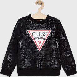 Guess Jeans - Bluza dziecięca 113-157 cm. Czarne bluzy dziewczęce Guess Jeans, z aplikacjami, z elastanu, bez rękawów, bez kaptura. W wyprzedaży za 179,90 zł.
