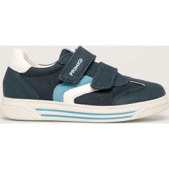 Primigi - Buty dziecięce. Niebieskie trampki chłopięce Primigi, bez wzorów, ze skóry, sportowe, z okrągłym noskiem, bez zapięcia. Za 259,90 zł.