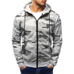 Bluzy męskie: Bluza męska camo rozpinana szara z kapturem (bx3163)