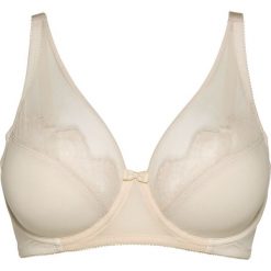 Biustonosz na fiszbinach bonprix w kolorze szampana. Różowe biustonosze bonprix, z aplikacjami, z koronki. Za 59,99 zł.