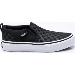 Vans - Tenisówki dziecięce. Czarne trampki męskie marki Vans, bez wzorów, z gumy, z okrągłym noskiem, bez zapięcia. W wyprzedaży za 159,90 zł.