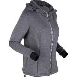 Bluza rozpinana ocieplana, długi rękaw bonprix szary melanż. Szare bluzy damskie bonprix, bez wzorów, z długim rękawem, długie, z kapturem. Za 139,99 zł.