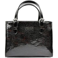 Skórzana torebka w kolorze czarnym - (S)28 x (W)21 x (G)12 cm. Czarne torebki klasyczne damskie Bosccolo, w paski, ze skóry. W wyprzedaży za 329,95 zł.
