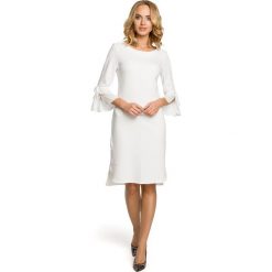 JULIETA Sukienka z warstwowymi rękawami - ecru. Szare sukienki damskie dzianinowe marki Moe, na co dzień, s, eleganckie, z krótkim rękawem, krótkie, mini, dopasowane. Za 169,00 zł.