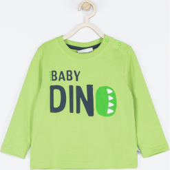 Koszulka. Zielone t-shirty chłopięce BABY DINO, z napisami, z elastanu, z długim rękawem. Za 32,90 zł.