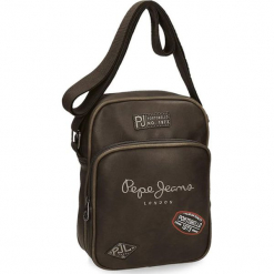 Torba w kolorze ciemnobrązowym - (S)18 x (W)25 x (G)6,5 cm. Brązowe torby na ramię męskie Pepe Jeans, w paski, z materiału, na ramię. W wyprzedaży za 99,95 zł.