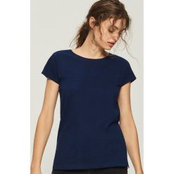T-shirt Basic - Granatowy. Niebieskie t-shirty damskie Sinsay, l. Za 9,99 zł.