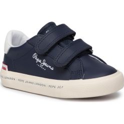Sneakersy PEPE JEANS - Tennis Action Kids PBS30412 Navy 595. Niebieskie trampki chłopięce Pepe Jeans, bez wzorów, z jeansu, na rzepy. Za 199,00 zł.
