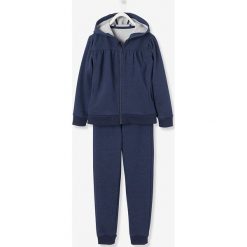 2-częściowy zestaw w kolorze granatowym. Niebieskie komplety niemowlęce Vertbaudet Girls, z nadrukiem, z dresówki. W wyprzedaży za 57,95 zł.