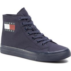 Sneakersy TOMMY JEANS - Wmns Mid Cut Lace Up Vulc EN0EN00937 Twilight Navy C87. Niebieskie półbuty damskie Tommy Jeans, z jeansu. Za 359,00 zł.