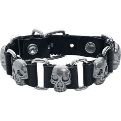 Bransoletki męskie: Skull Bransoletka skórzana czarny/odcienie srebrnego