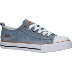 Niebieskie trampki jeansowe sznurowane american lh-18-nj03/04. Niebieskie trampki i tenisówki damskie American, bez wzorów, z jeansu, na sznurówki. Za 69,99 zł.