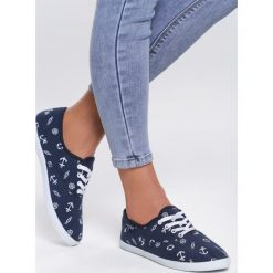Granatowe Tenisówki Straight Up. Niebieskie trampki i tenisówki damskie Renee, bez wzorów, bez zapięcia. Za 29,99 zł.