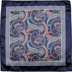 Granatowa Elegancka Poszetka Męska -ALTIES- Wzór Paisley, Orientalny POSZALTS0338. Niebieskie poszetki męskie Alties, bez wzorów, eleganckie. Za 27,00 zł.