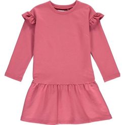 Sukienka w kolorze jagodowym. Różowe sukienki niemowlęce lamino, z nadrukiem, z dresówki, bez rękawów, rozkloszowane. W wyprzedaży za 65,95 zł.