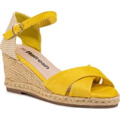 Espadryle REFRESH - 69490 Yellow. Żółte espadryle damskie Refresh, bez wzorów, ze skóry ekologicznej, bez obcasa, na obcasie. Za 189,00 zł.