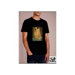 T-shirt : " Pocałunek i kot". Białe t-shirty męskie Life is art, s, bez wzorów, bez kołnierzyka. Za 120,00 zł.