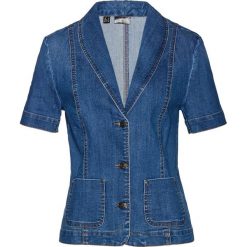 Żakiet dżinsowy, krótki rękaw bonprix niebieski "stone”. Niebieskie żakiety damskie bonprix, bez wzorów. Za 109,99 zł.