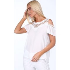 Bluzki asymetryczne: Bluzka z gipiurą kremowa 621