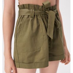 Szorty paperbag z wiązanym paskiem - Khaki. Brązowe szorty damskie Sinsay, s, bez wzorów. Za 59,99 zł.
