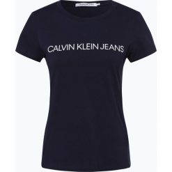 Calvin Klein Jeans - T-shirt damski, niebieski. Szare t-shirty damskie marki Calvin Klein Jeans, l, z nadrukiem, z bawełny, z okrągłym kołnierzem. Za 129,95 zł.