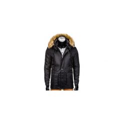 KURTKA MĘSKA ZIMOWA PARKA C303 - CZARNA. Czarne parki męskie marki Ombre Clothing, na zimę, s, z poliesteru. Za 99,00 zł.