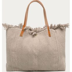 Answear - Torebka Answear Lab. Brązowe torby damskie na zakupy ANSWEAR, w paski, z materiału, na ramię, duże, bez dodatków. Za 149,90 zł.
