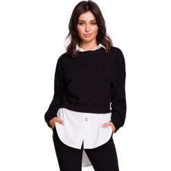 Czarna Krótka Nierozpinana Bluza z Kieszeniami. Czarne bluzki damskie Molly.pl, s, bez wzorów, z dresówki, z krótkim rękawem, krótkie, bez kaptura. Za 125,90 zł.