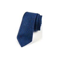 Krawat męski JEDWAB WZOREK. Niebieskie krawaty męskie marki HisOutfit, z jedwabiu. Za 129,00 zł.