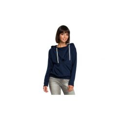 Bluzy Be B088 Bluza z kapturem z zakładką z przodu. Czarne bluzy damskie marki BE, s, bez wzorów, bez rękawów, z kapturem. Za 139,00 zł.