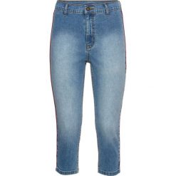 Rybaczki dżinsowe z czerwonymi paskami bonprix niebieski "bleached”. Niebieskie jeansy damskie bonprix, w paski, z jeansu. Za 74,99 zł.