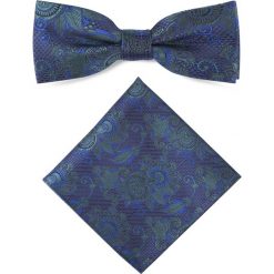 Mucha z poszetką MUZ0001297. Niebieskie muszki męskie Giacomo Conti, w kwiaty, z mikrofibry, eleganckie. Za 69,00 zł.