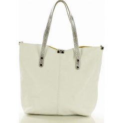 JENNIFER Torebka skórzana shopper bag MARCO MAZZINI - biały ze srebrnym. Białe shopper bag damskie MAZZINI, w paski. Za 269,00 zł.