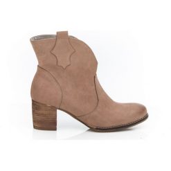 Botki na słupku kowbojki - skóra naturalna - model 503 - kolor cappuccino. Szare botki damskie Zapato, na wiosnę, z jeansu, eleganckie, z okrągłym noskiem, bez obcasa, na obcasie, bez zapięcia. Za 399,00 zł.